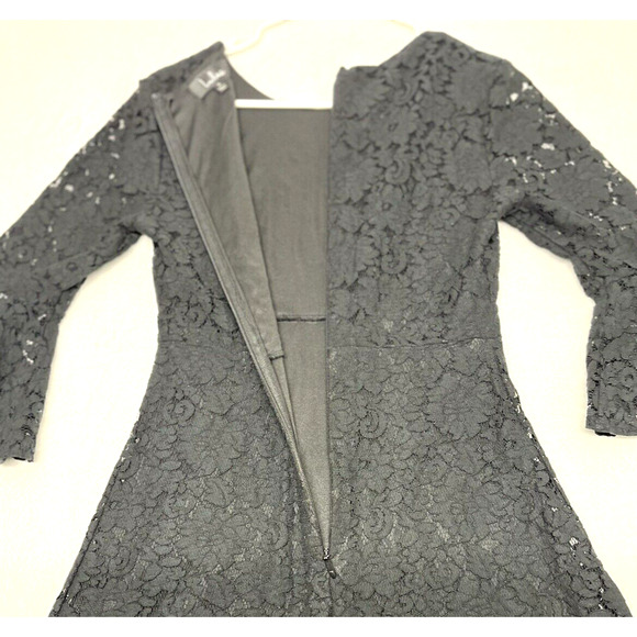 Lulus Black Lace Flair Mini Dress Small Whimsigoth Fairy Grunge Wednesday Adams - Picture 10 of 13